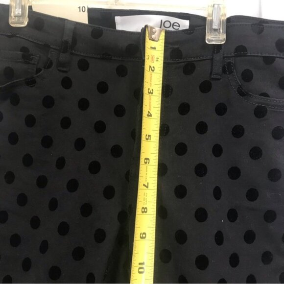 Joe Fresh NEW Slim Polka Dot Black Stretch Pants Zipper Cotton Velvet Pockets 10 - Picture 10 of 12